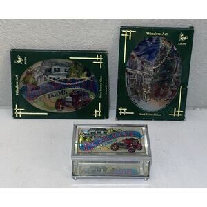 AMIA Handpainted Stained Glass Suncatcher Window Art Trinket Box Bearcreek Farms